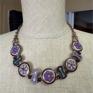 Purple Mosaic Statement Necklace